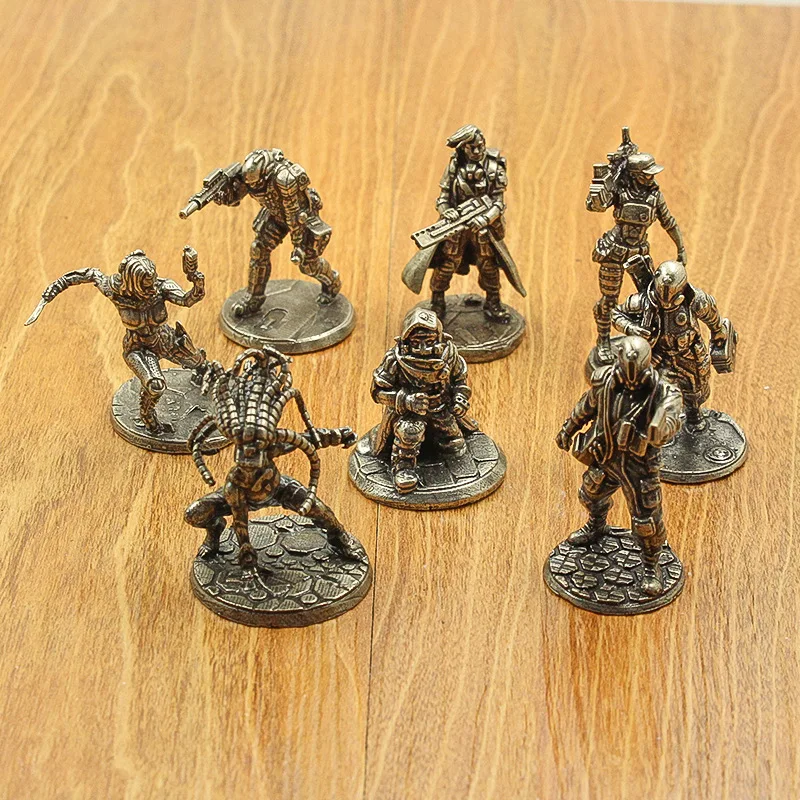 

Little Fairy/Retro Brass Future Technology Punk Soldier Cyber Model Figure Toy Desktop Tour Copper Ornaments Miniature Sculpture