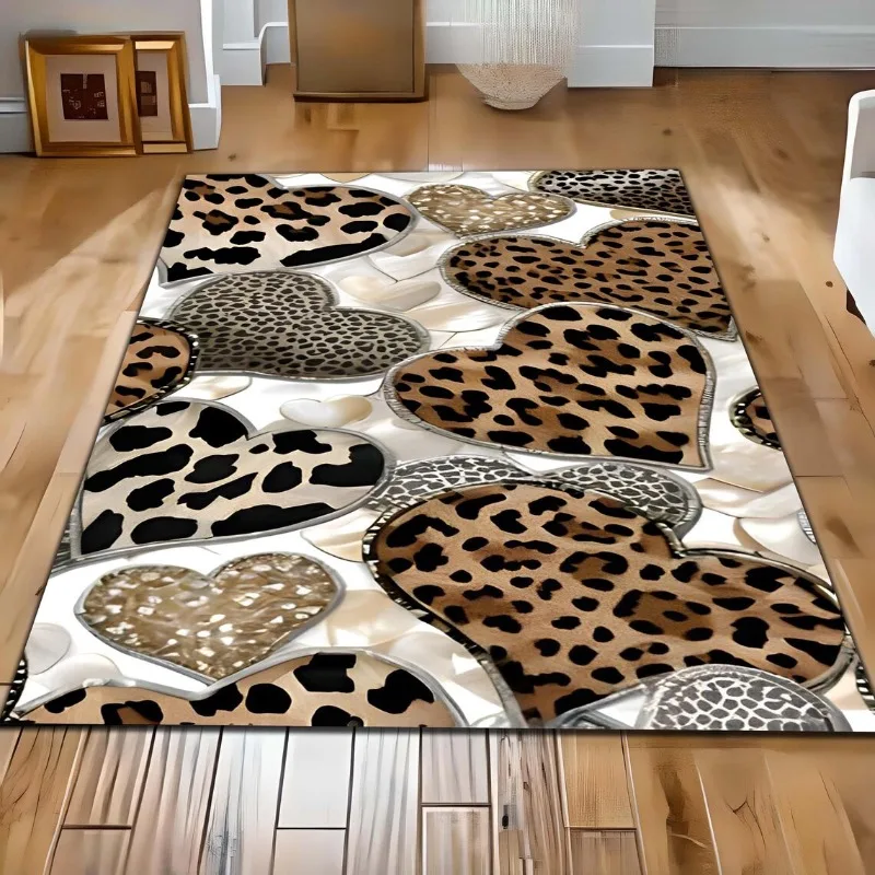 Leopard Print Heart Series Carpet Retro Punk Red Lip Carpet Women's Room Decoration Floor Mat Creative Sexy Mouth Pattern Rug