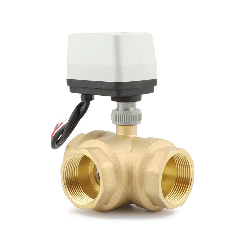 DN40 IP54 AC220V Electric Actuator Ball Valve Low Pressure Brass and Plastic Control Valve for Home Kitchen ODM Supported