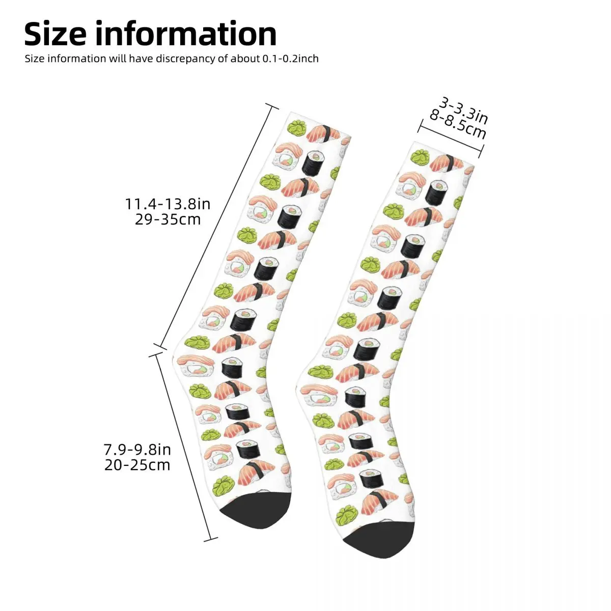 Ensemble de chaussettes longues Sushi Maki pour hommes et femmes, bas Harajuku, accessoires toutes saisons, cadeau d'anniversaire, haute qualité