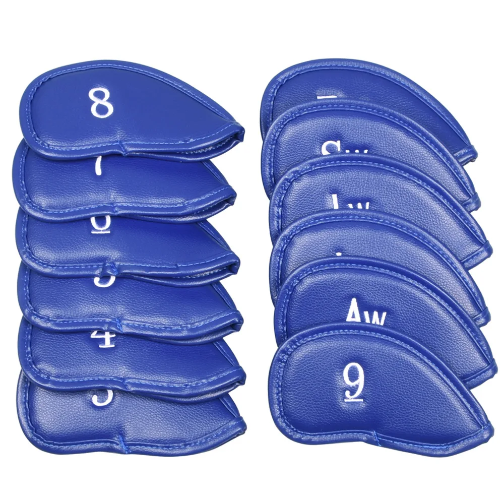 

12Pcs/set Golf Iron Head Covers Protective Golf Club Headcovers PU Leather Iron Cover Set Accessories Waterproof Lychee Pattern