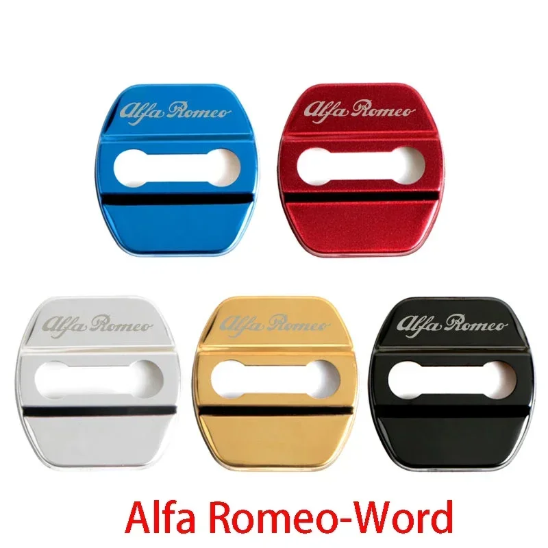 4Pcs Alfa Romeo Door Lock Cover Sticker Anti-Rust Protective Badge for Giulia Giulietta Stelvio 159 156 MITO 147 Car Accessories