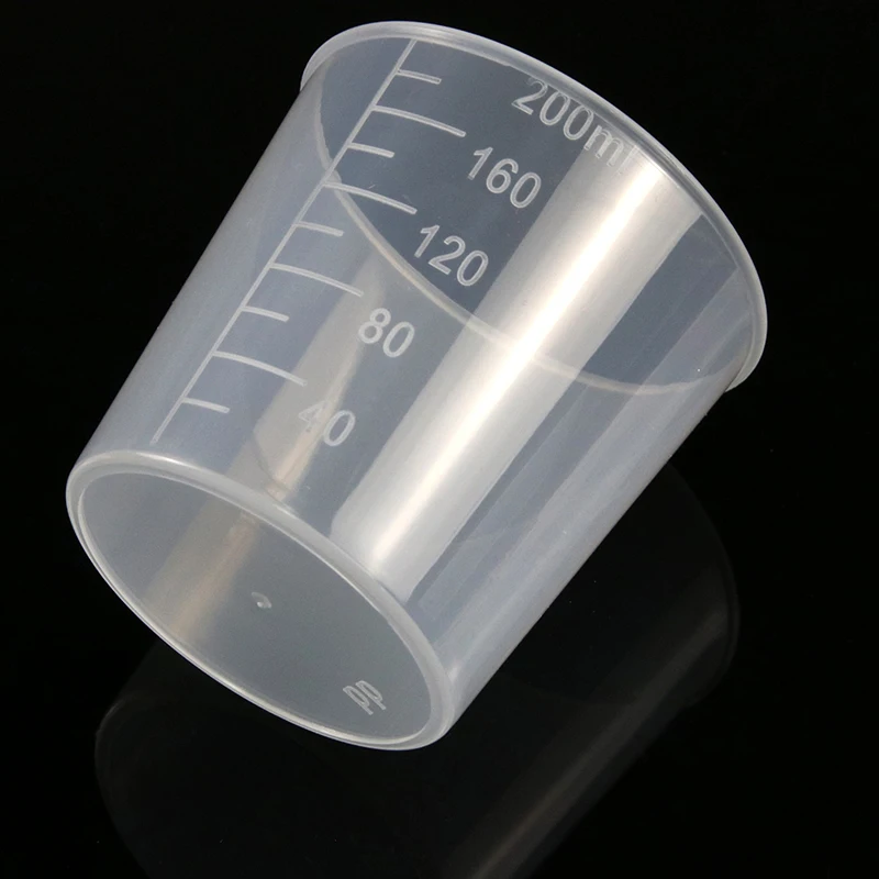 200ML Measuring Cup Transparent Plastic Cup School Science Laboratory Chemicals Kitchen Bar Supplies 5 Pieces