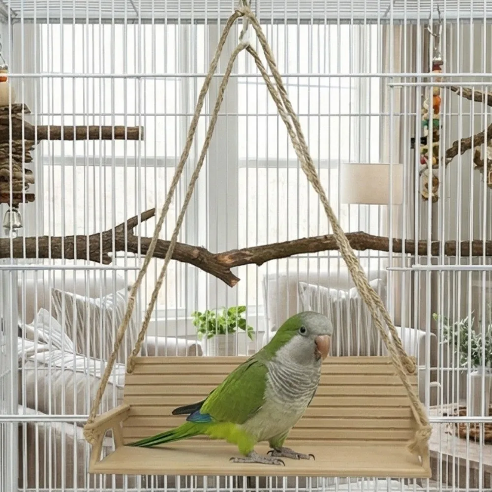 Durable Funny Bench-Style Bird Swing Creative Birdcage Decoration Parrot Hanging Bed with Chain Interactive Bird Bird Play
