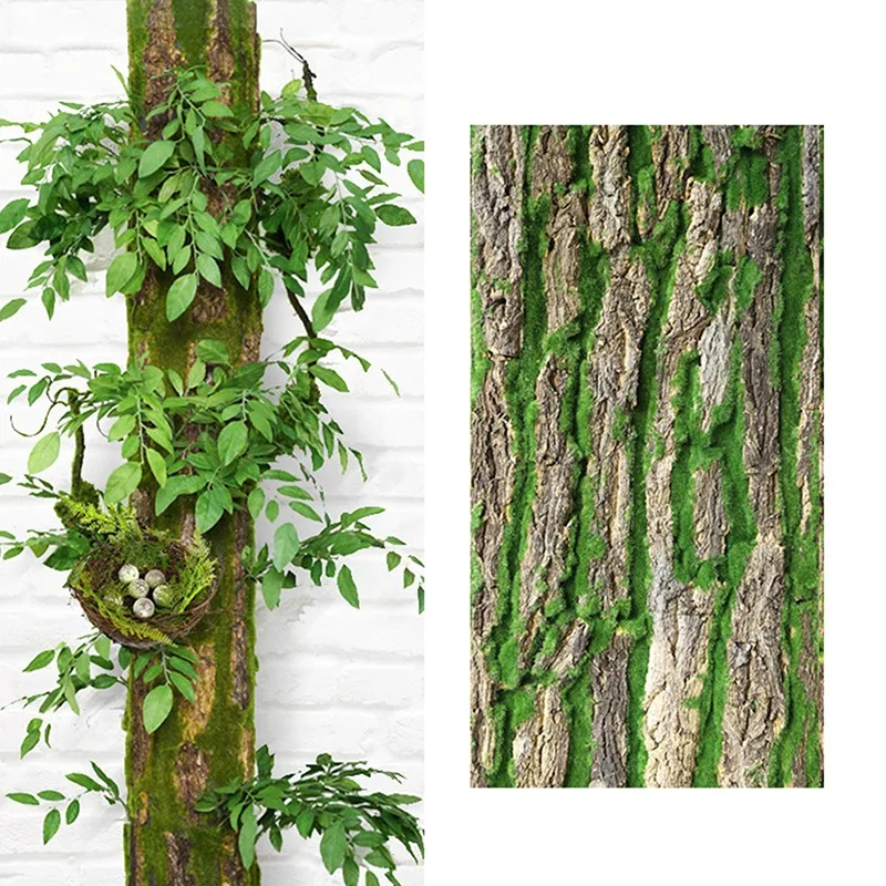 DIY Wall Decoration Green Plant Bark Artificial Indoor Pipe Material Moss For Water Pillar Cover