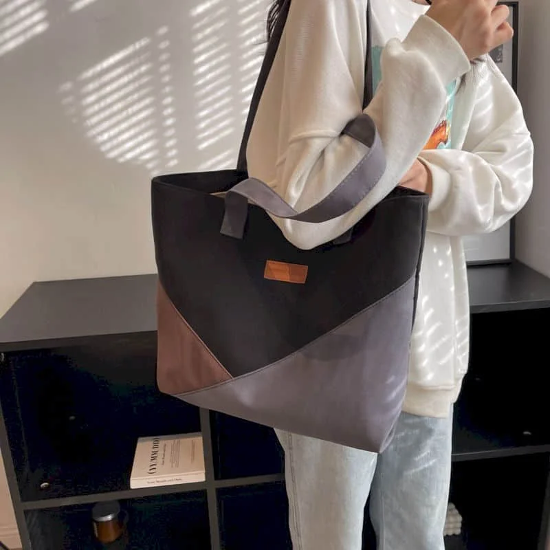 

Canvas Tote Bags Reusable Waterrproof Shoulder Bags Casual Letter Design High-capacity Japanese Style Student Handbag for Women
