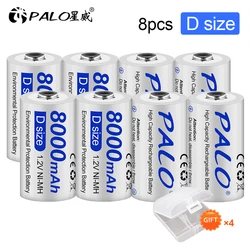 PALO 1.2V D Size Rechargeable Battery 8000mAh R20 LR20 Type D nimh Battery For Domestic Water Heater With Natural Gas Stove