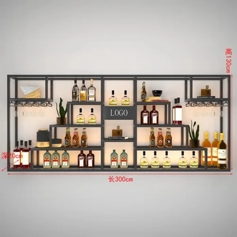 Hanging Wall Mounted Wine Rack Industrial Bar Night Club Alcohol Storage Wine Cabinet Indoor Kast Boutique Restaurant Furniture