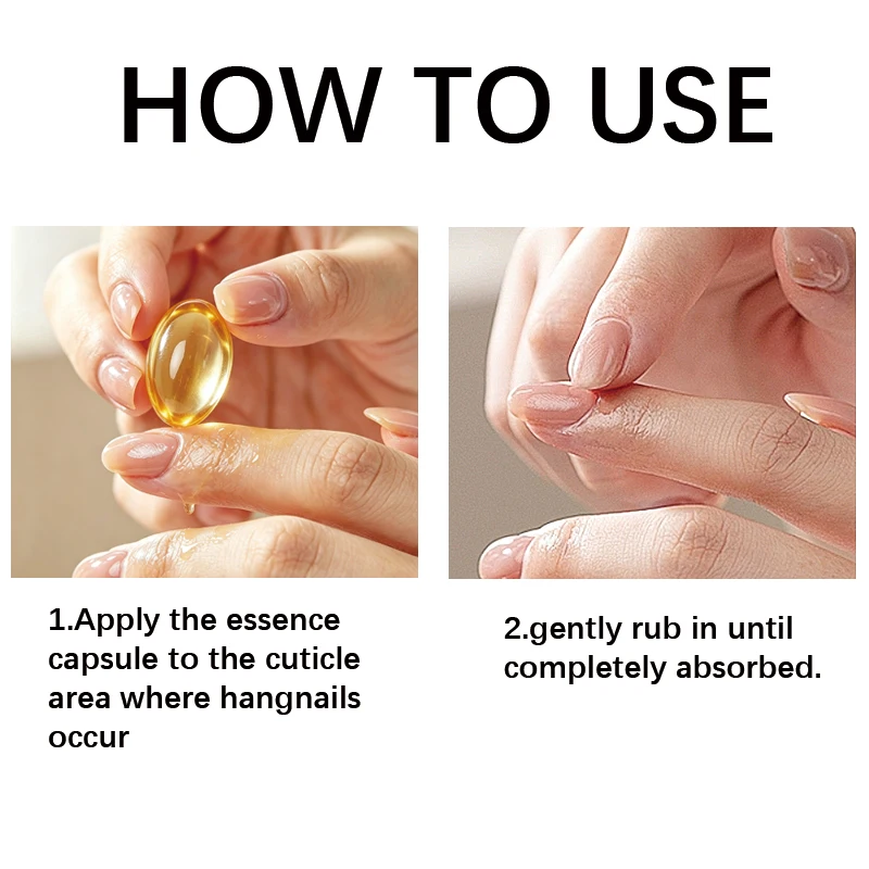 Keratin Hand Care Serum Capsules Vitamin E Cuticle Softener Hangnail Tamer Dry Flaky Skin Hydrator Silky Non-Sticky Hands