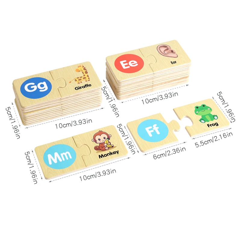나무 퍼즐 정렬 장난감 동물 알파벳 매칭 게임 몬테소리 유아를위한 교육 장난감 유치원 학습 활동
