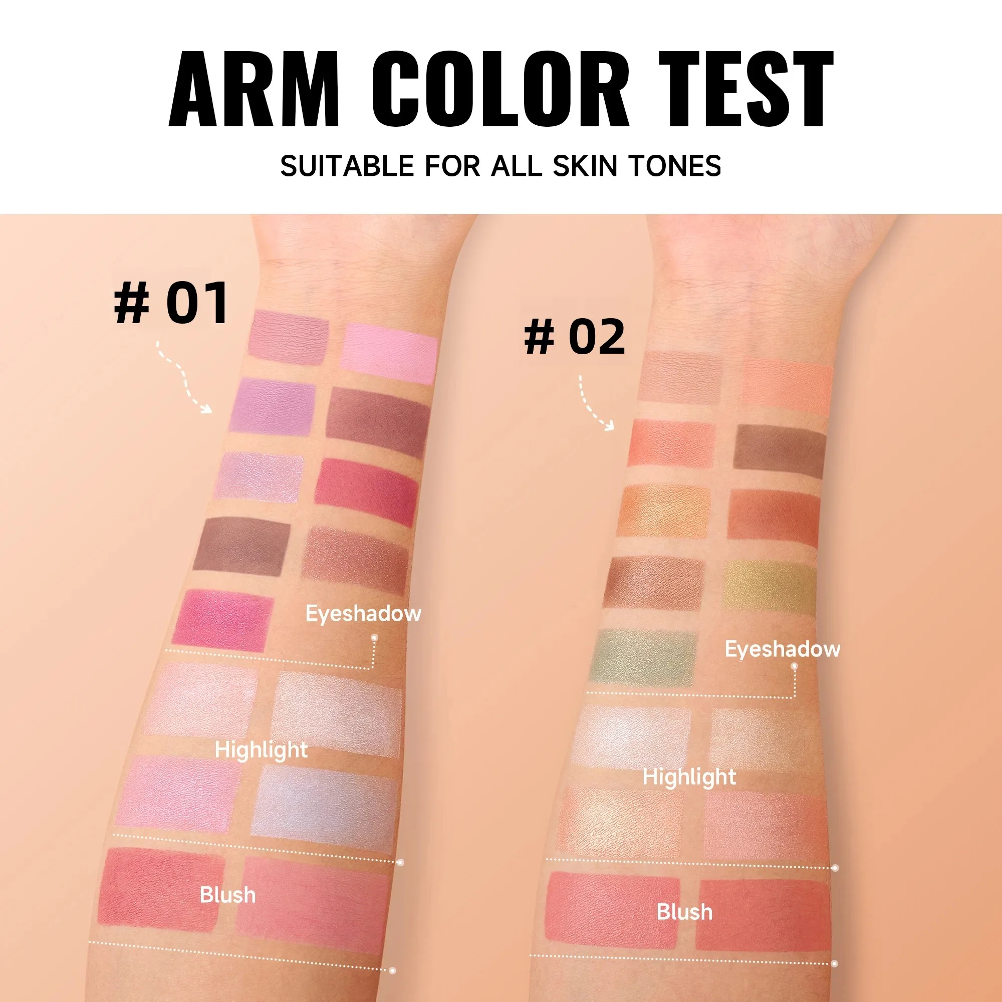 Wasserdichte, langlebige Lidschatten-Palette, matte Perlen-Highlighter, Rouge, 3-in-1, Multifunktions-Make-up, Kosmetik, Schönheit, professionell