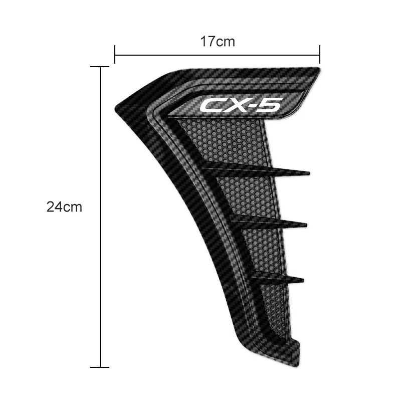 

2pcs Carbon Fiber Black Side Fender Vents Air Flow Intake Decor for Mazda 3 6 CX-5 CX-30 Atenza Axela CX-90 CX-60 CX-3 CX-7 MX-5