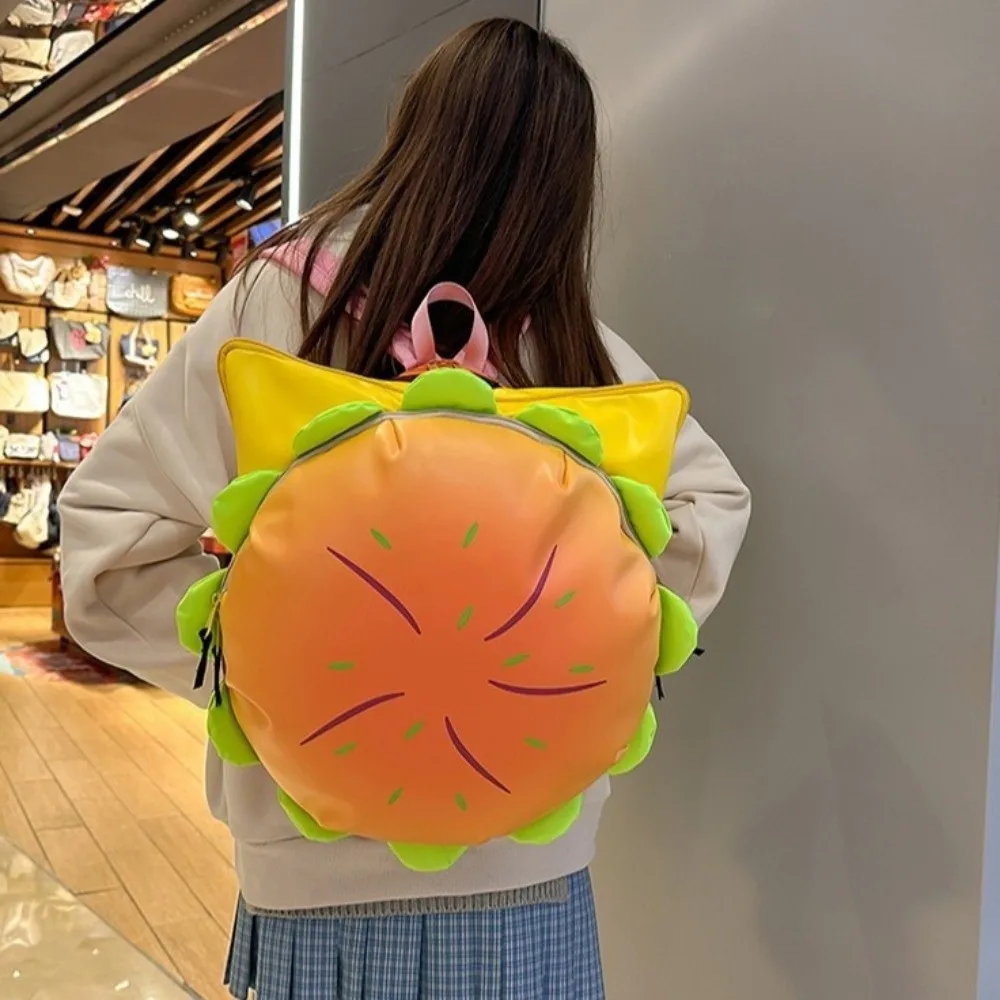 Funny Large Capacity Cheeseburger Backpack Lovely Style Waterproof School Rucksack Multi-layer School Bag Daily Use