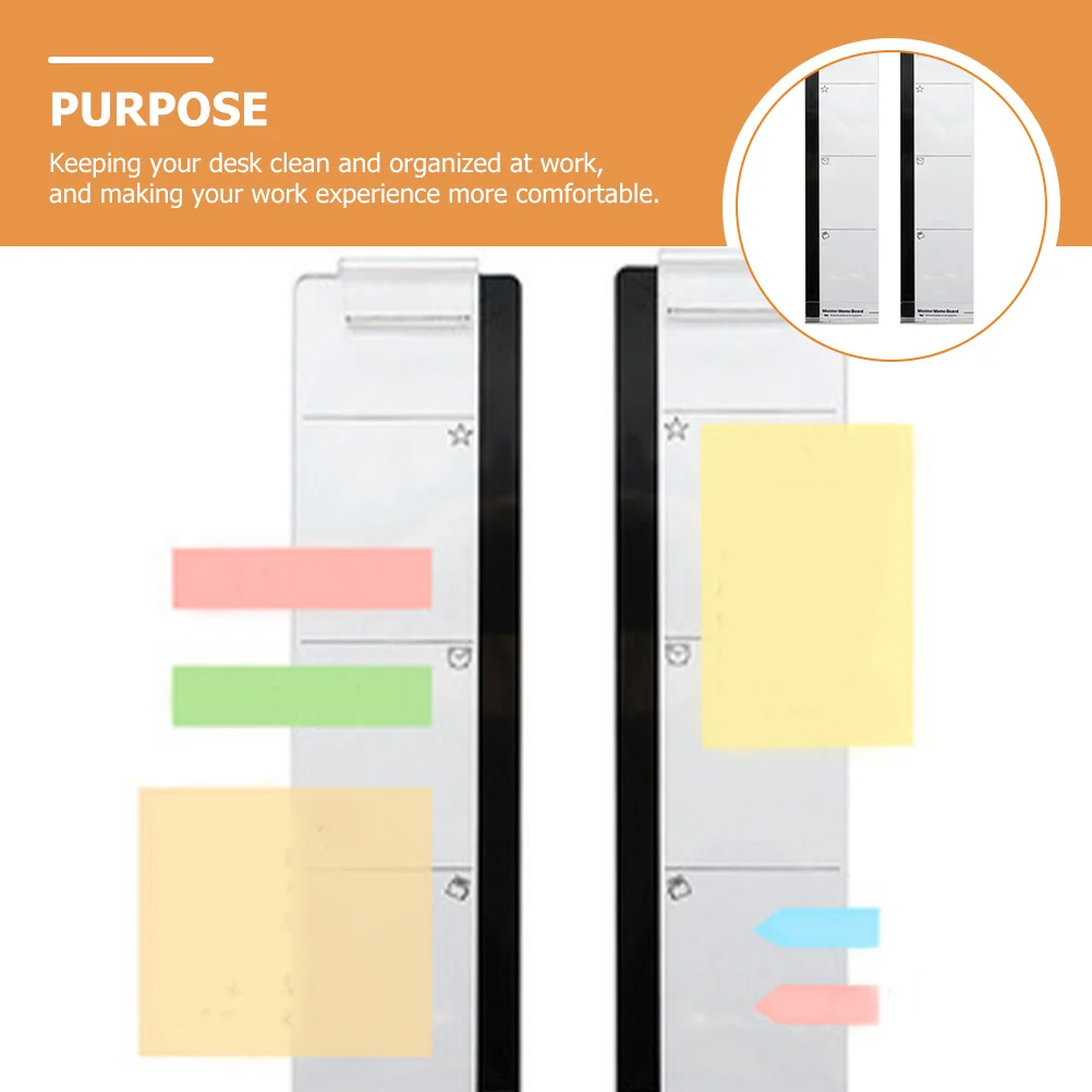 

2Pcs Transparent Message Board Monitor Memo Note Organizer Desk Office Gadgets Memo Board Screen Message Reminder