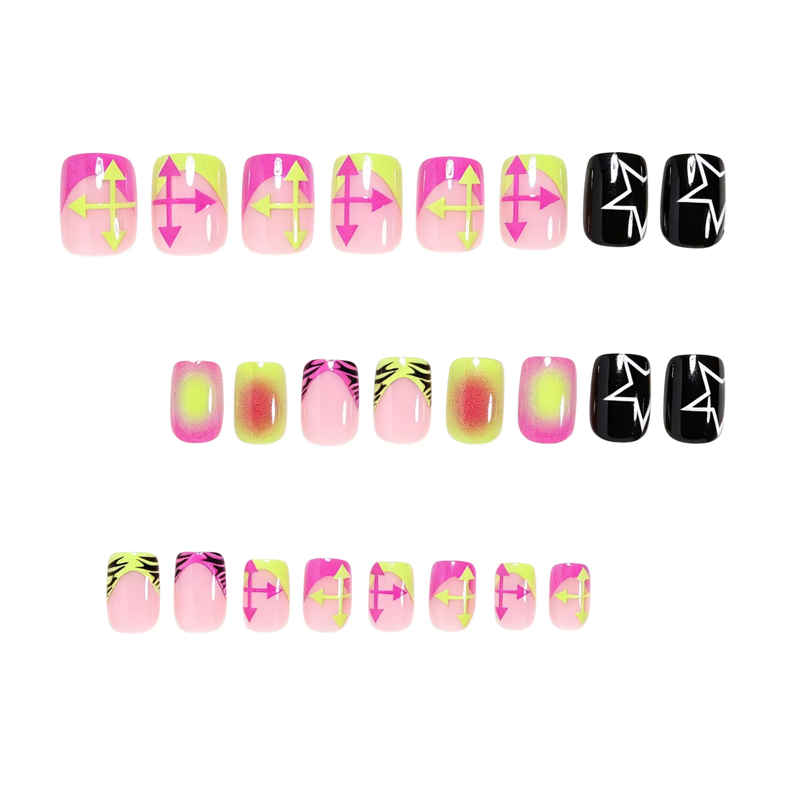 Press On Nails Elegant Party Wearable False Nails for Women French White Star Leopard Resin Tips Daily Photo Styling