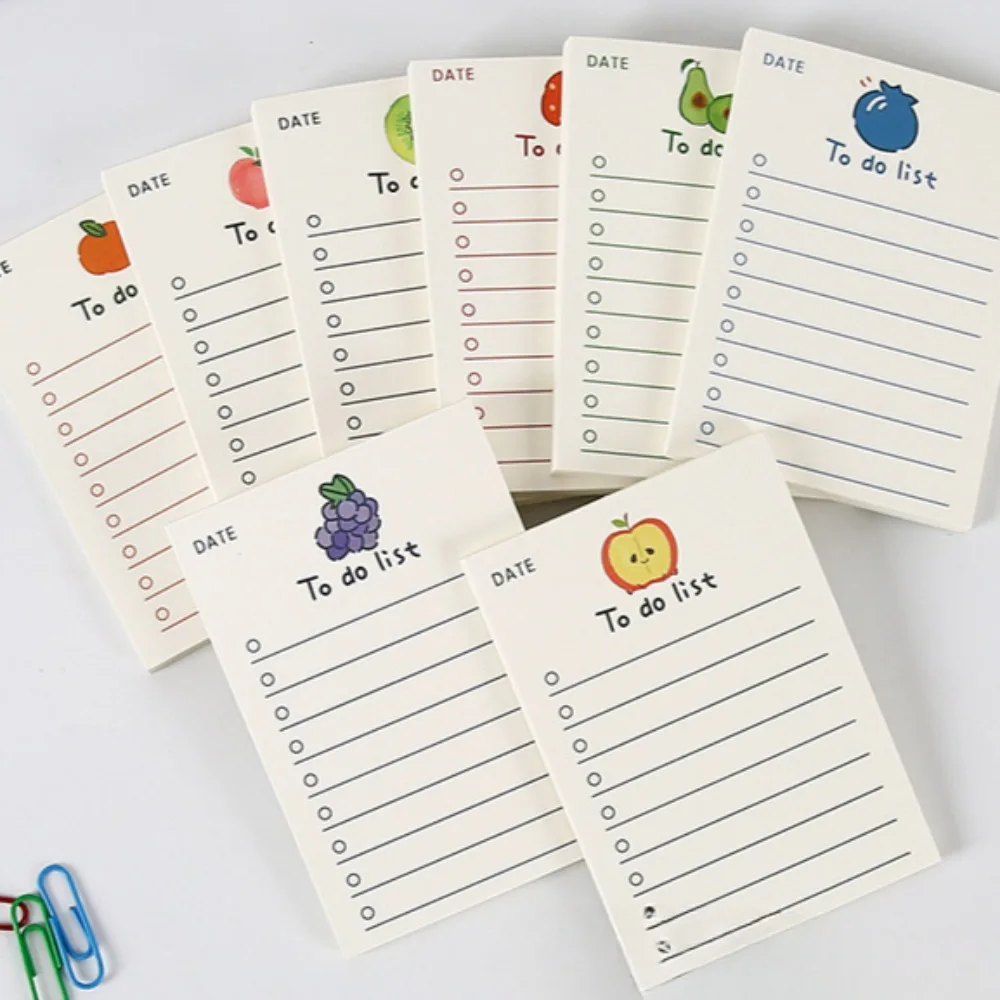 50 Sheets To Do List Memo Pad Cute School Stationery Notes ins Portable Notepad Office Supply Fruit Notebook Message Note Book