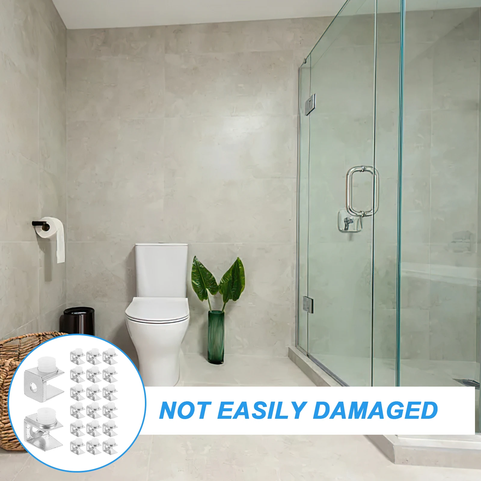 

20pcs Glass Shelf Brackets Zinc Alloy Sturdy Bathroom Railing Clamps Mirror Hangers Shower Door Hardware Cabinet Retainer Clips