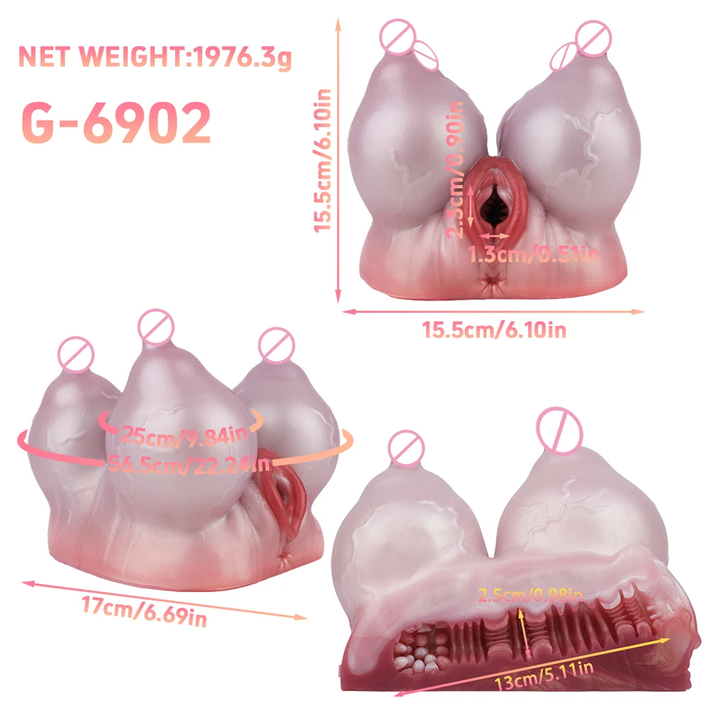 GEEBA Male Masturbator Unique Quad-Breast Alien Design Soft Silicone Pocket Pussy Realistic Texture Adult Onshole Men's Stroker view 6