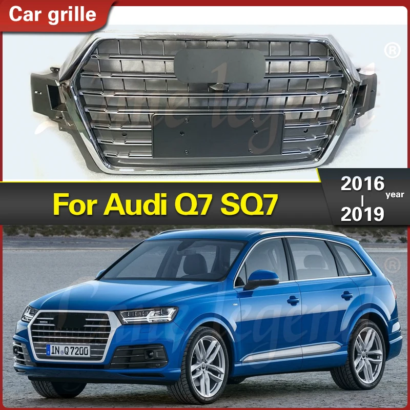 

For Audi Q7 SQ7 2016 2017 2018 2019 Grille Modification Chrome Gray for SQ7 Front Bumper Grille Replacement Car Accessories