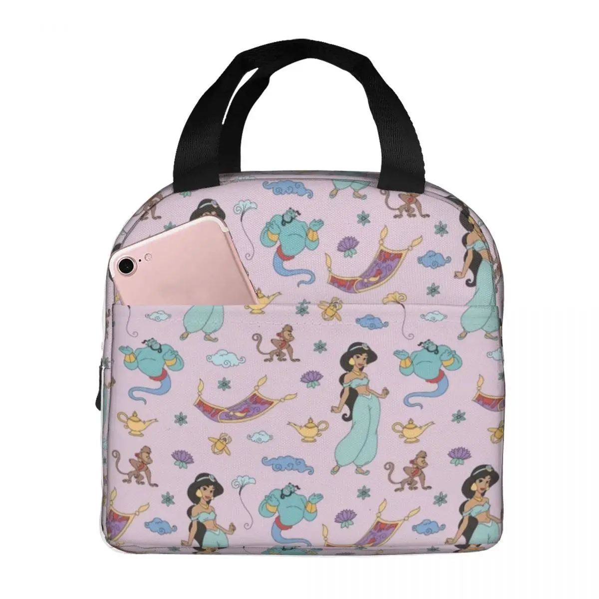 Aladdin Princess Insulated Lunch Bag Portable Reusable Thermal Bag Tote Lunch Box College Outdoor Girl Boy