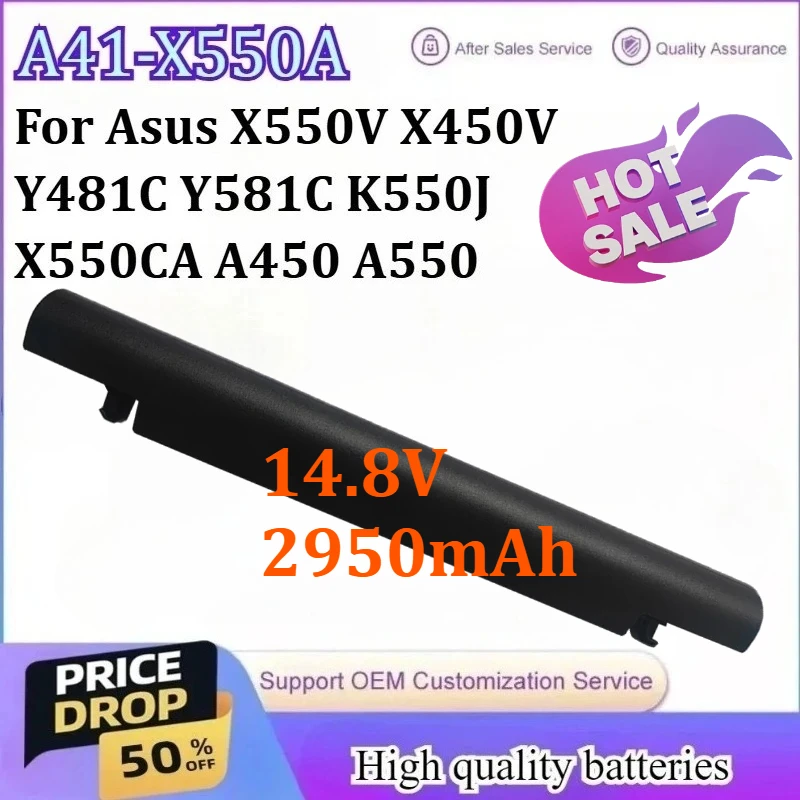 

14.8V 2950mAh A41-X550A Battery for Asus A41 X450 X550A X550B X550 X550V X450C X550CA A450 X550C A550 X550L Laptop Battery