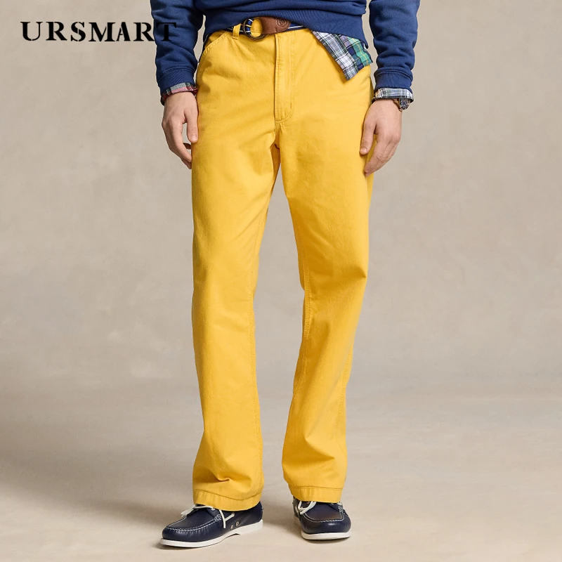 Classic Cotton Men's Pants British Fashion Casual Spring and Autumn New Product Yellow Customized Pants for Men