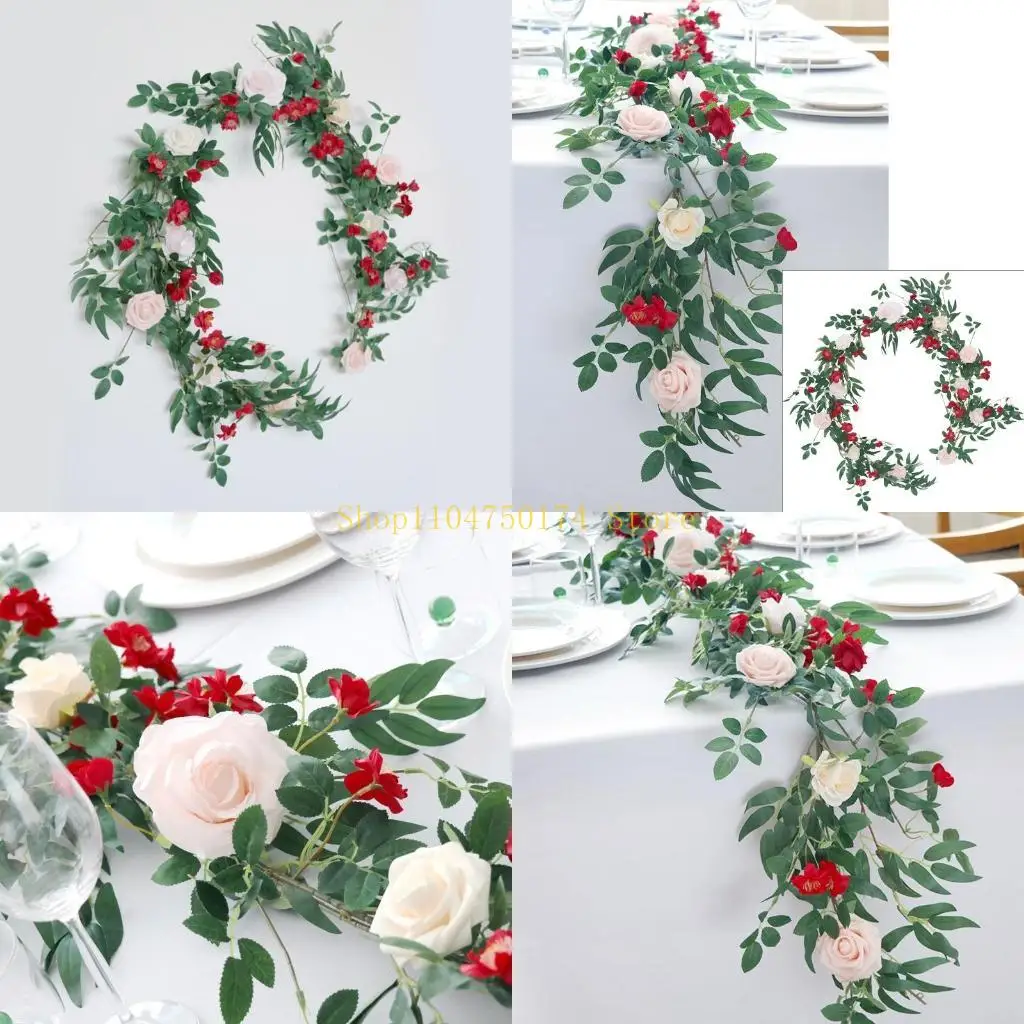 

Искусственный венок из ротанговой лозы, имитация подвесной гирлянды, красный, розовый цвет для дома, свадебной вечеринки, стола,
