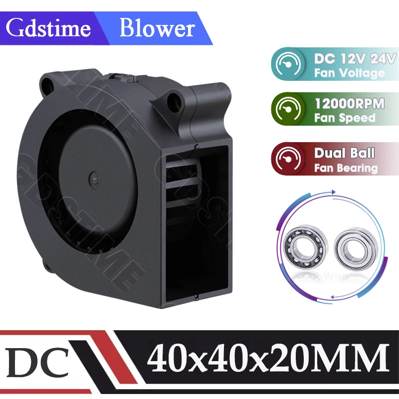 

Gdstime 4020 Fan 24V 12V 5V Cooler 40MM*20MM Blower Fan 40mm Dual Ball Micro Turbo Fan for 3d Printer Part&Graphic Card Cooling