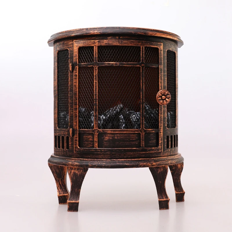 Mini LED Fireplace Vintage Decorative Lantern Indoor Outdoor Table Living Room Fall Decoration With USB/Battery Operated