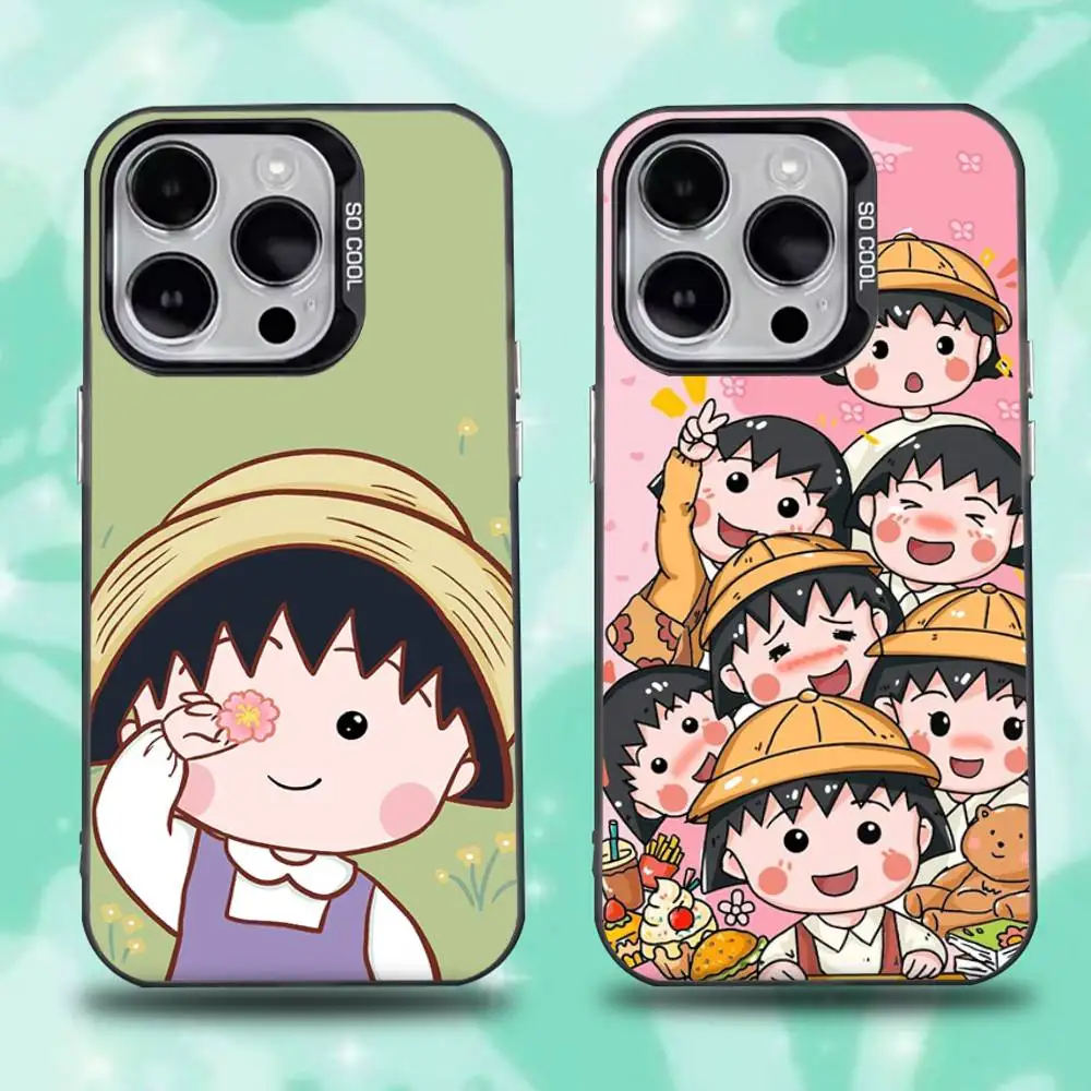 

Anime Catoon C-Chibi M-Maruko Phone Case For iPhone 16,15,14,13,12,11,Pro,Max,Plus,Mini,XS,SE Anti Fall Black Matte Hard Bumper