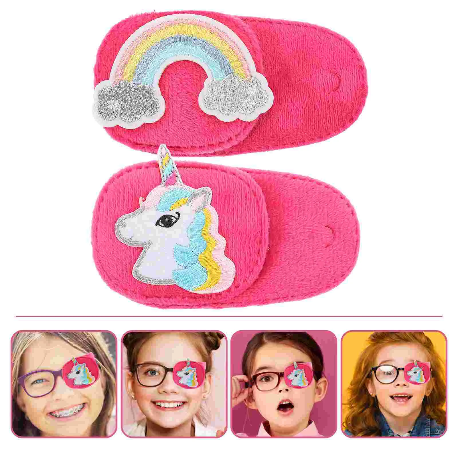 2 Pcs Adjustable Children's Amblyopia Goggles Blindfold Single Eye Patch Velvet for Kids