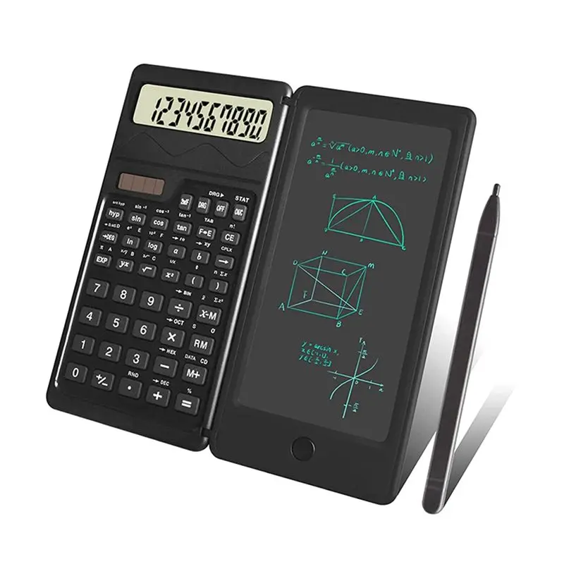 A23F-1 Piece Erasable Writing Tablet Foldable 10 Digit Desk Calculator For School Back To School Black