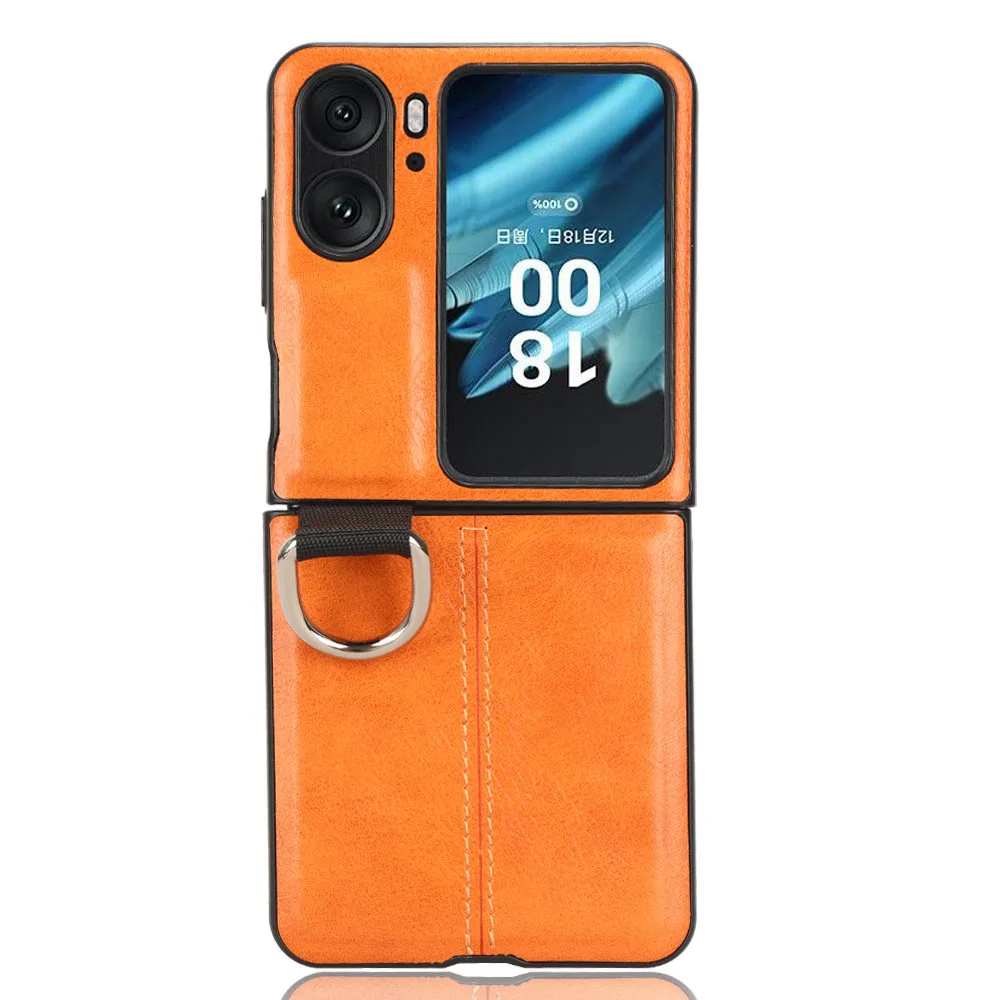 

Для Oppo Find N2 флип-чехол роскошный кольцевой чехол из искусственной кожи с жесткой задней крышкой для Oppo Find N2flip чехол для телефона