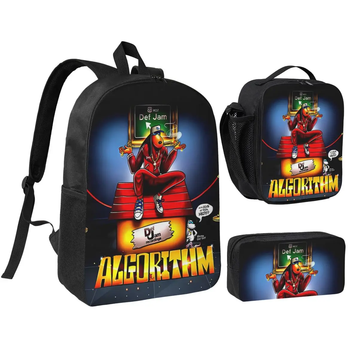 Snoop Dogg Doggystyle Music Rapper Backpack Boys Girls BookBag School Bag Shoulder Bags 3ps Insulated Lunch Bag Pencil Case