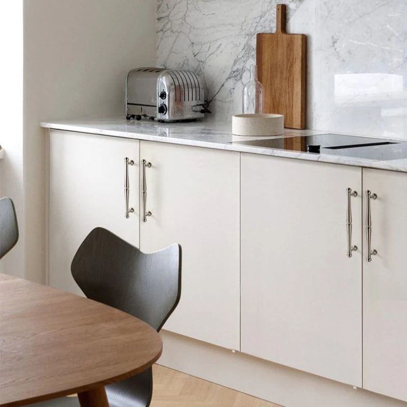 الأوروبي الصلبة النحاس مقابض خزانة ماتي الفضة درج المطبخ مقابض خزائن مضمد مقابض للأثاث #4