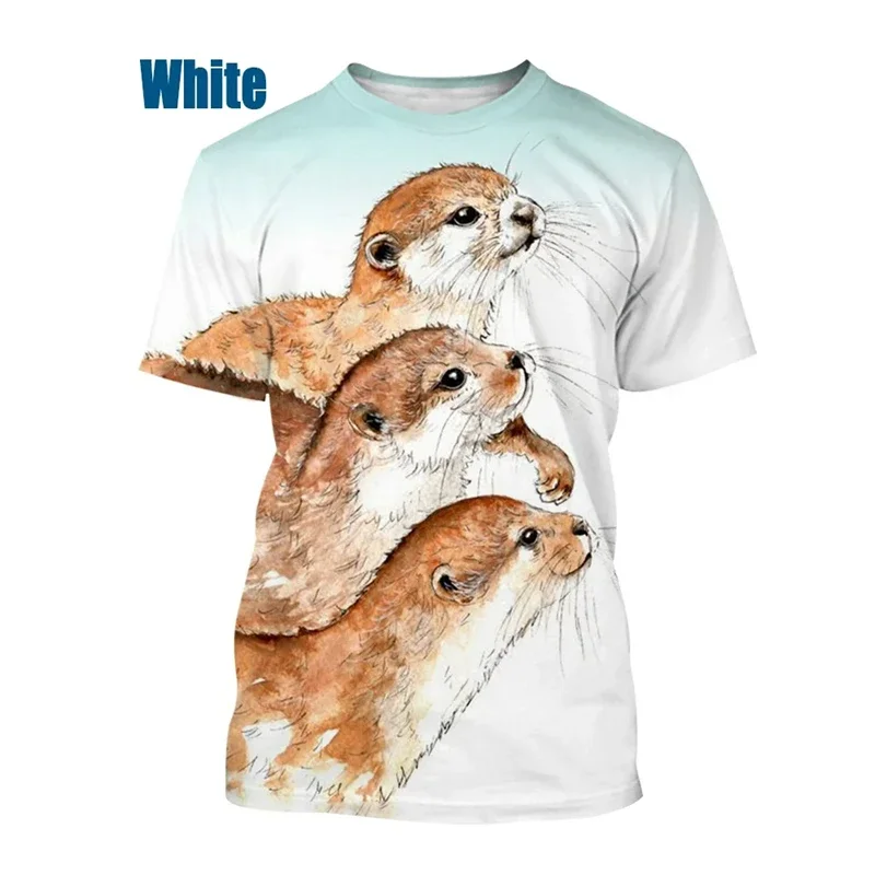

3D Printed Quick-Drying Breathable Sport Men's Plus-size Crew Neck Summer Creative Fun Otter Print T-shirt