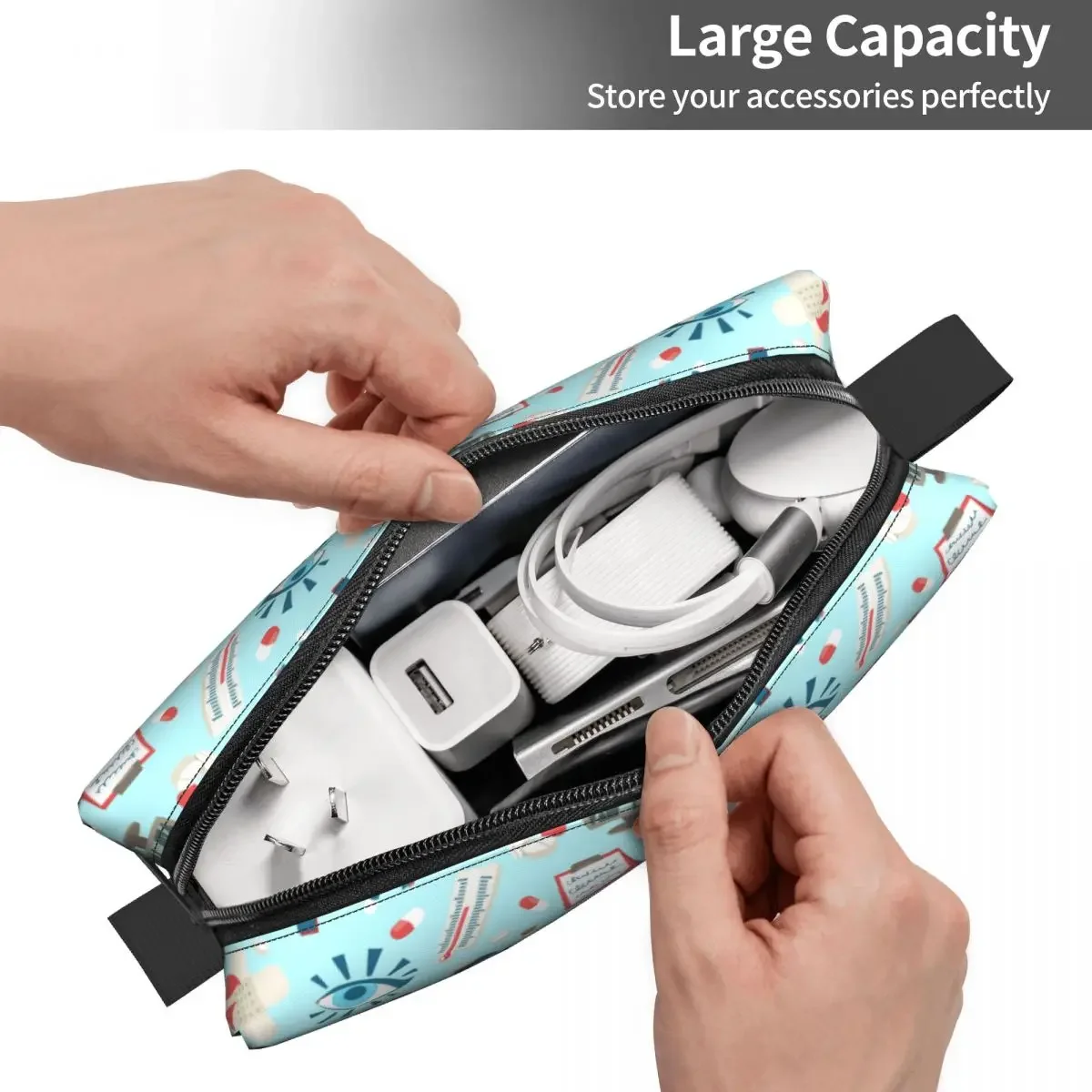 Colorful Nurse Elements Travel Cosmetic Bag Health Care Nursing Toiletry Makeup Organizer Beauty Storage Bags Dopp Kit Case Box