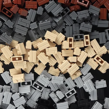 Duvar Çizgili Tuğla MOC 98283 1x2 oyuncak inşaat blokları Saray Kale Askeri Ev Duvar Şeffaflık Parçaları LEGO Ile Uyumlu