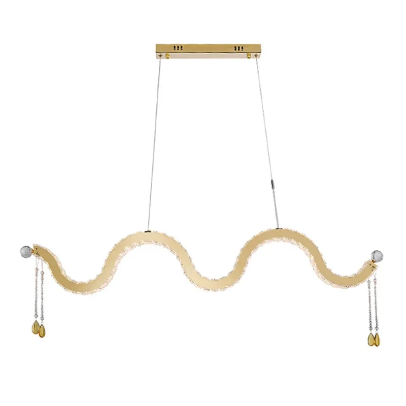 S type light luxury long restaurant chandelier high sense French wave crystal bedroom chandelier villa homestay warm lamp