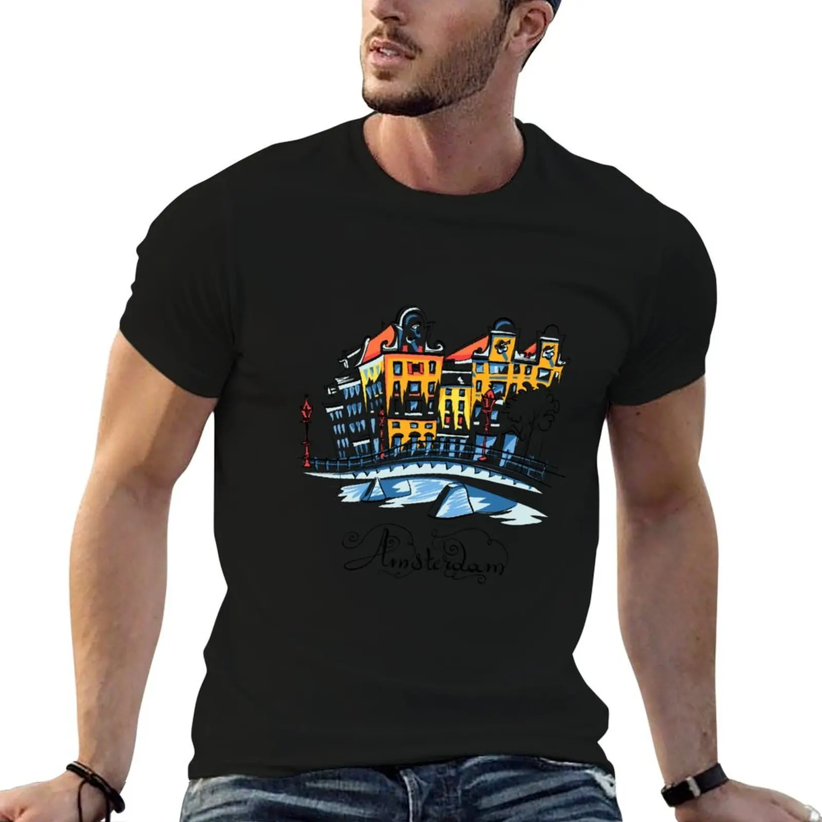City view of Amsterdam T-Shirt t shirts for man pack cotton cotton t shirt pack T-Shirt
