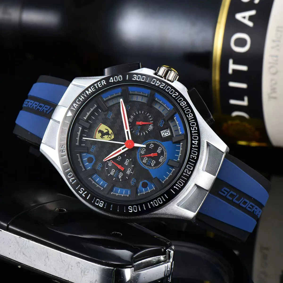 ساعات يد رجالية راقية من فيراري كهدايا تذكارية للأعمال ساعة شعار سيارة كوارتز لسيارة فيراري F430 ستراديل روما 488 سبايدر SF90