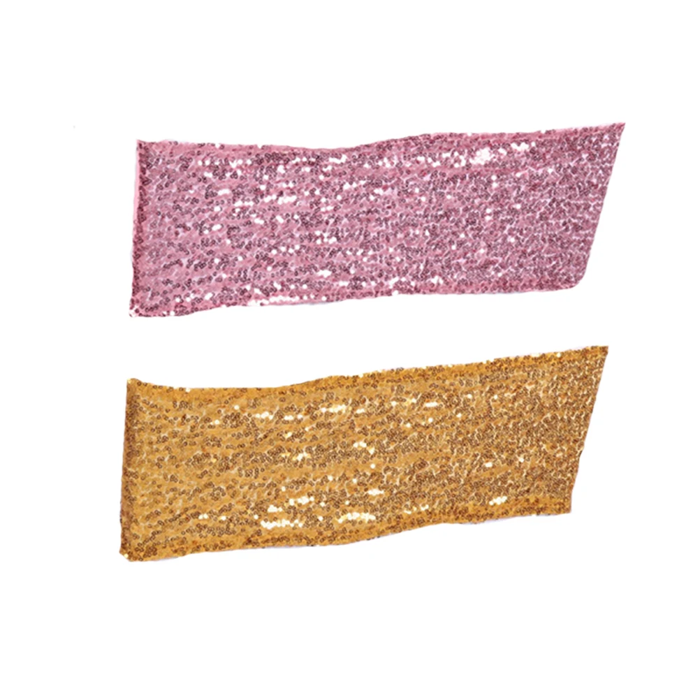 

Satin Table and Chair Cover Spandex Covers Sequins Strap Lace up Banquet Dining
