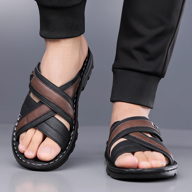 Men's Summer Fashion Comfortable Simple Sandals Thick Bottom Anti-slip Soft Slip-On Beach Slippers-8912 - view 6