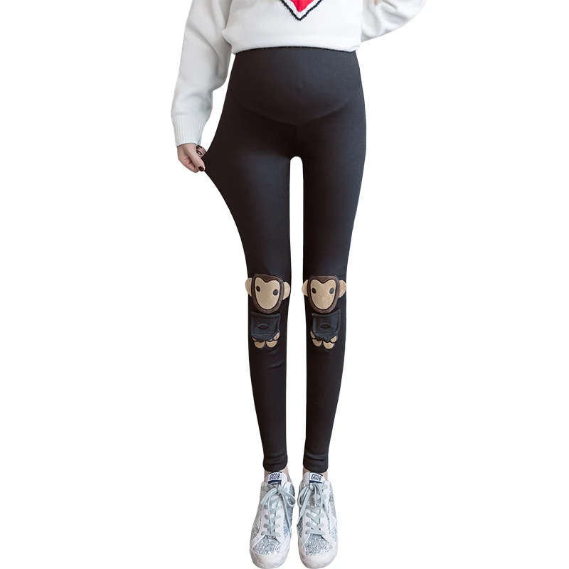 

Autumn Maternity Belly Leggings Fashion Embroidery High Waist Pregnant Woman Skinny Trousers Slim Hips Pregnancy Pencil Pants