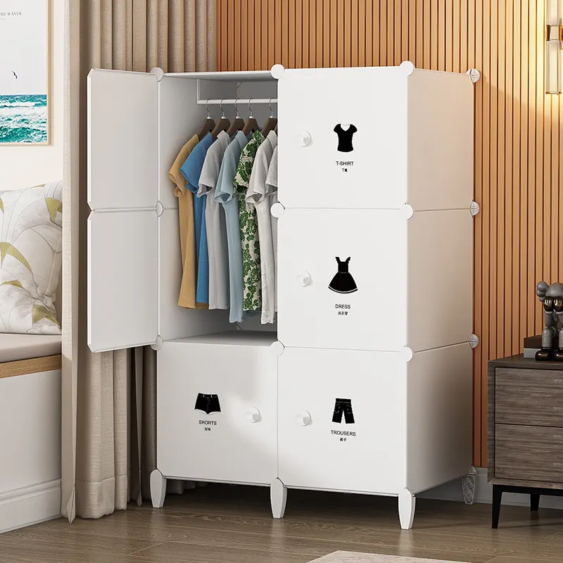 

Bedroom Partitions Wardrobe Organizer Storage Clothes Plastic Cabinet Modern Open Wardrobe Display Guarda Roupa Home Furniture