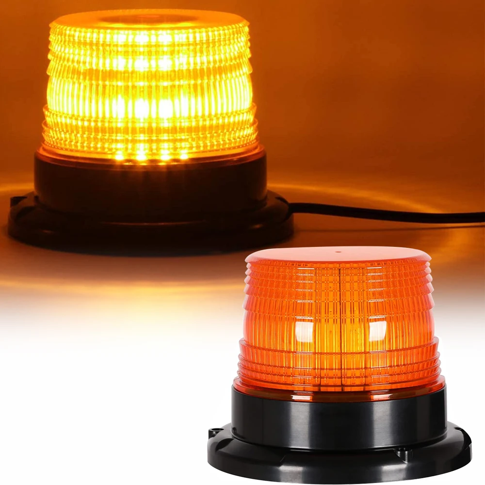 LED Police Strobe Warning Light Yellow Car Roof Emergency Flashing Lights Truck Vehicle Beacon Lamp Traffic Signal Light 12V/24V