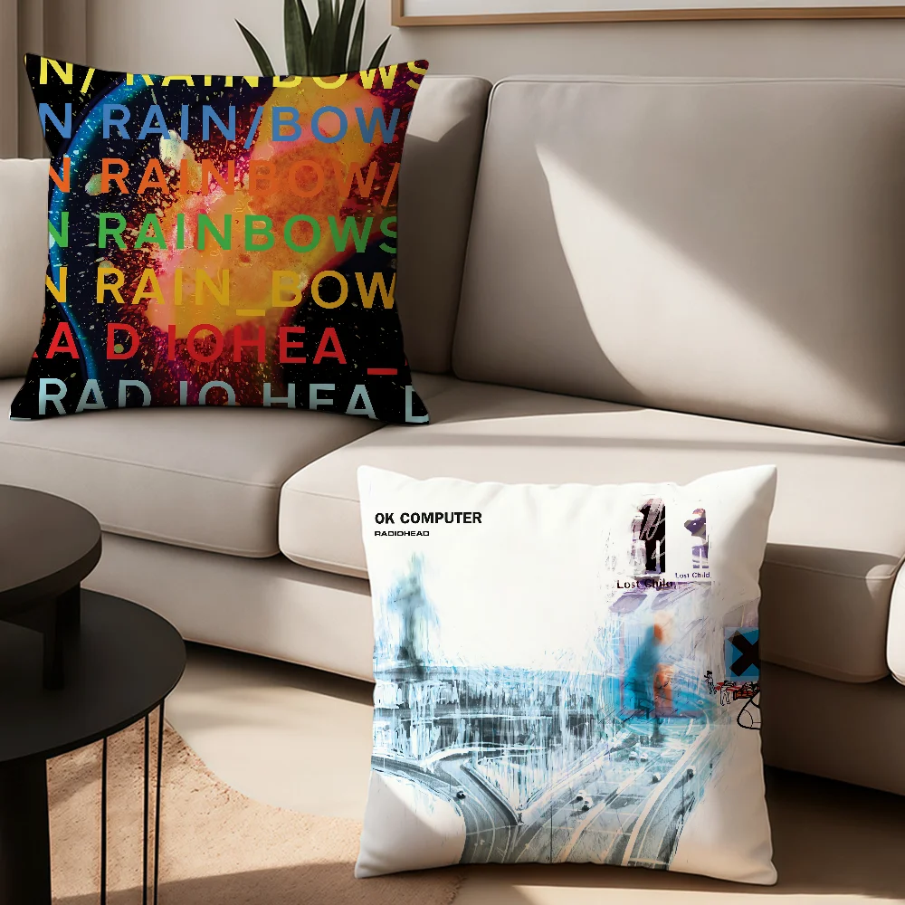 

Rock Band R-RadioH-head In Rainbows Pillow Case Office Cushions Suitable For Sofa Car Bedroom Decorative Cushion Cover