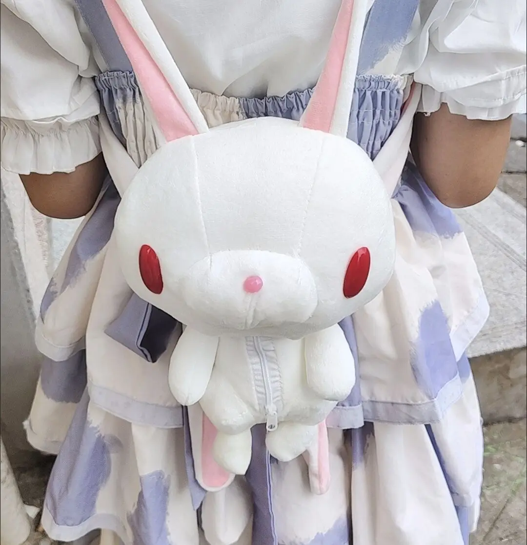 Uroczy uniwersalny plecak pluszowy Królik Hanyo Usagi, biało-różowy, anime, torba na ramię, plecak dla kobiet, dziewcząt i dzieci.