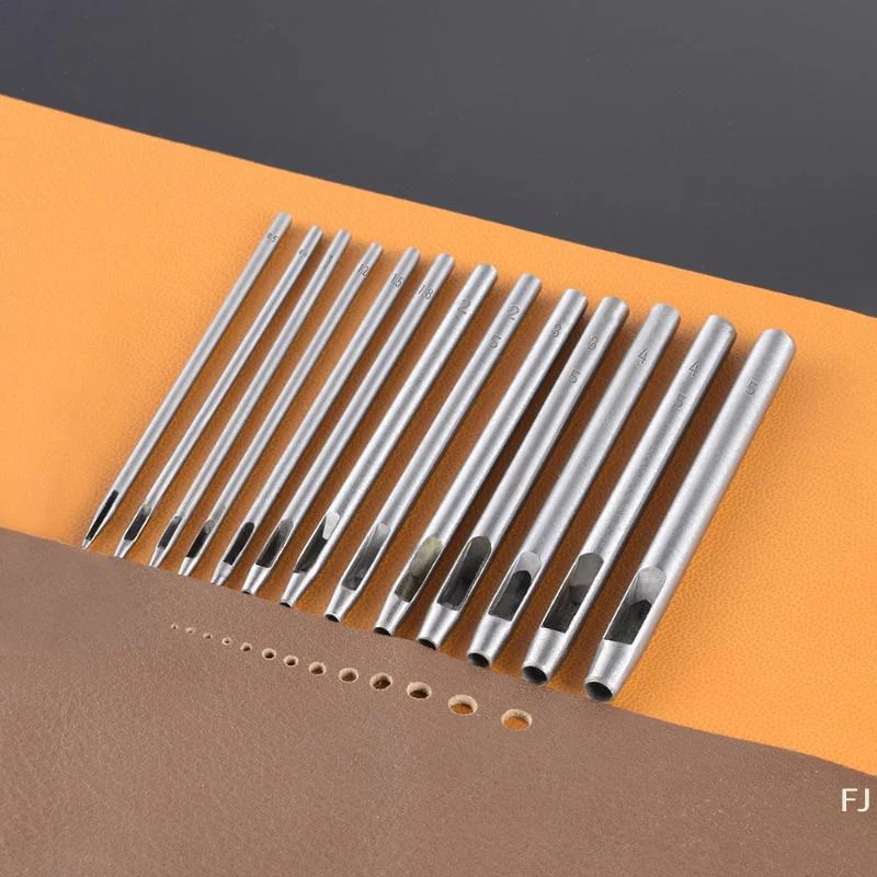 [YU]6Pcs/Set Leather Hole Punching Tools Hollow Round Hole Puncher Clothing Sewing Leathercraft Accessories Drilling Puncher Kit