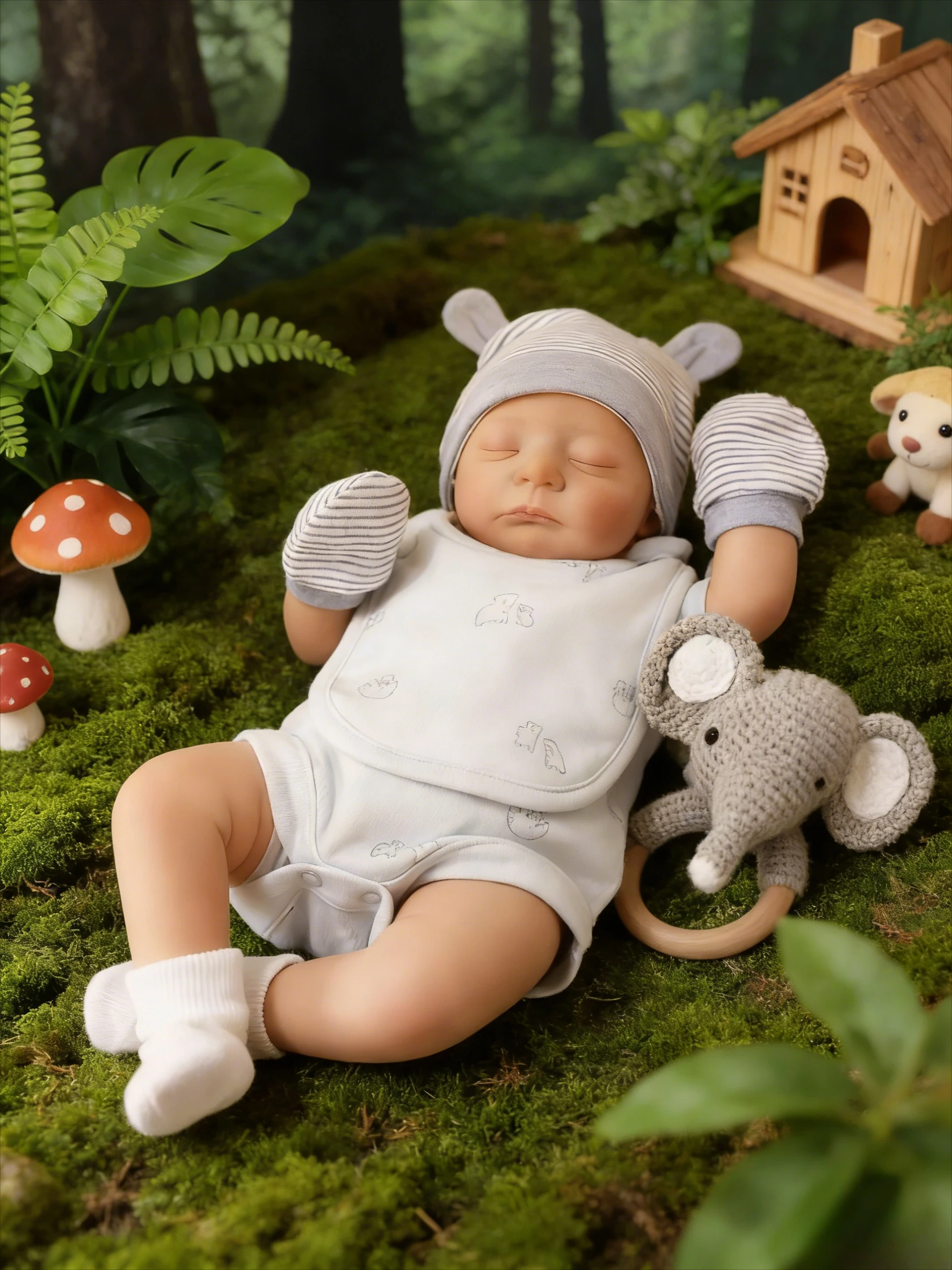 Bambola Reborn Kai Dormiente da 18 Pollici - Corpo Morbido in Tessuto, Pelle 3D con Pittura Multistrato, Capelli Dipinti a Mano e Vene Visibili